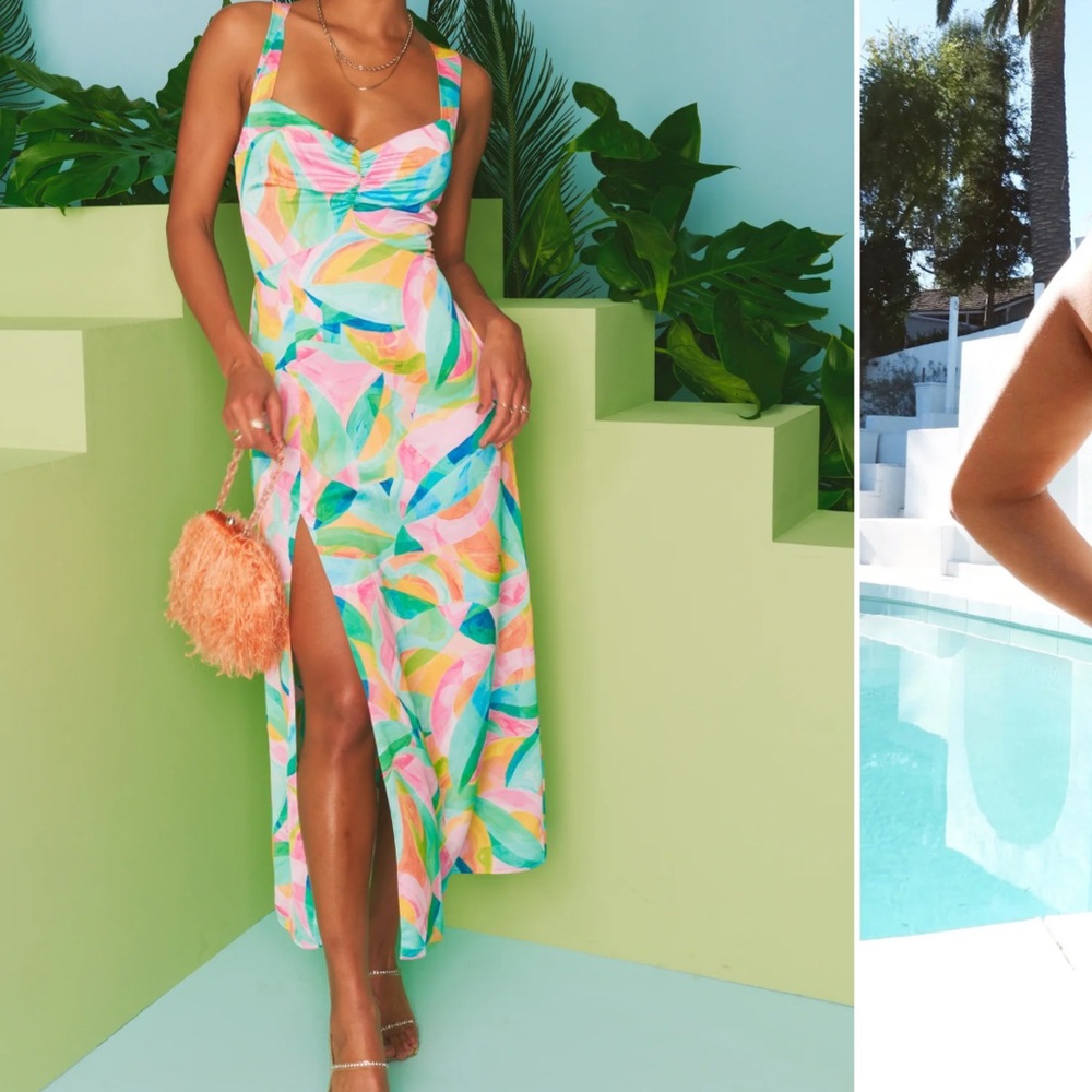 Show Me Your MuMu Multicolor Leaf-Print Midi Dress